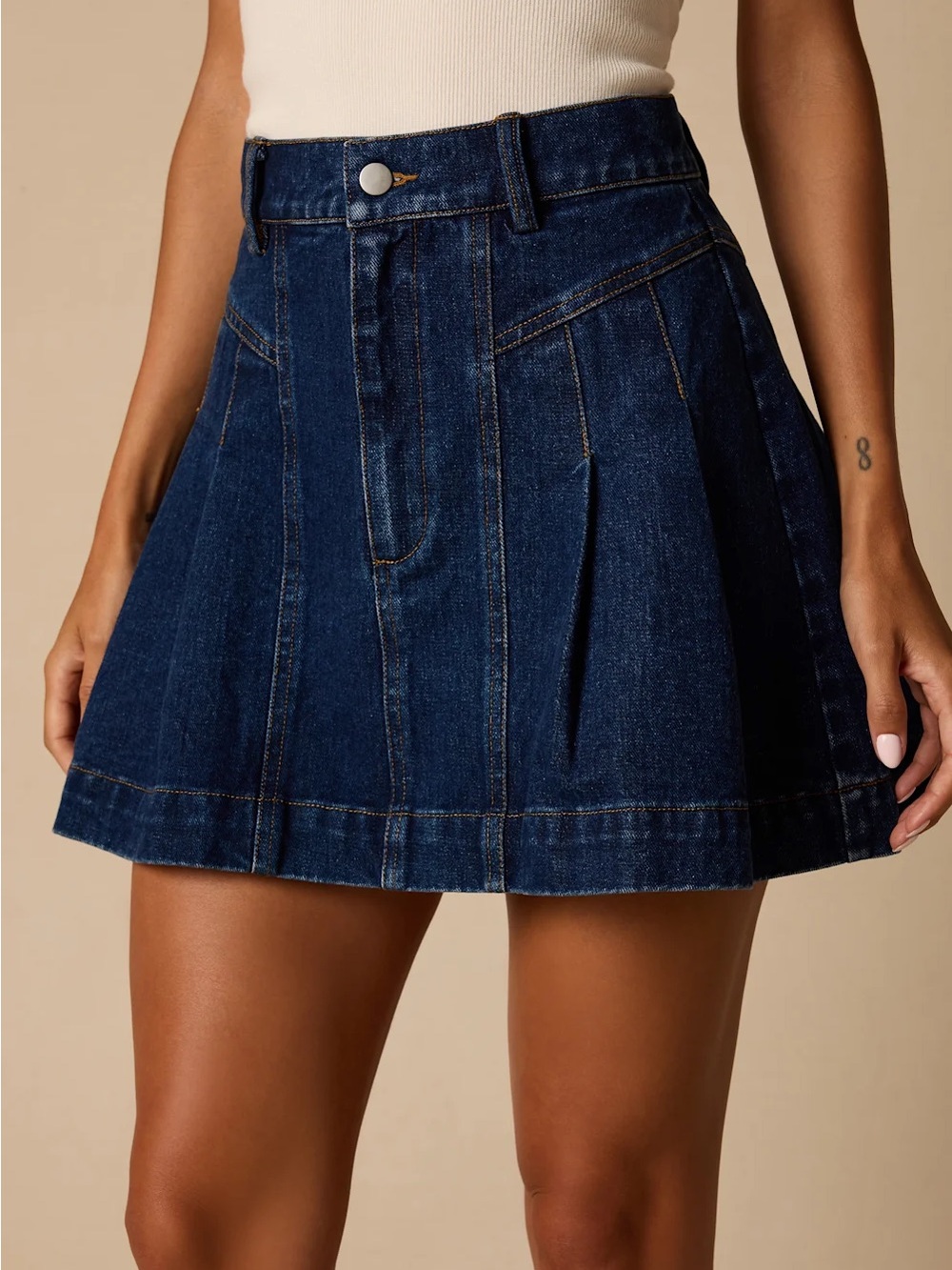 Lulu's Lorann Dark Wash Pleated Denim Mini Skirt